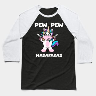 Pew-Pew Unicorn: Unleashing Rainbow Blasts of Whimsical Power Baseball T-Shirt